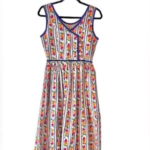 100% Cotton Floral Midi Dress J. Christopher Small Cottage Boho Prairie Vintage
